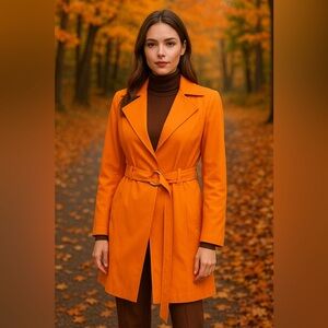 Rafaella Petites  Orange Belted Trench Jacket – Size 10P